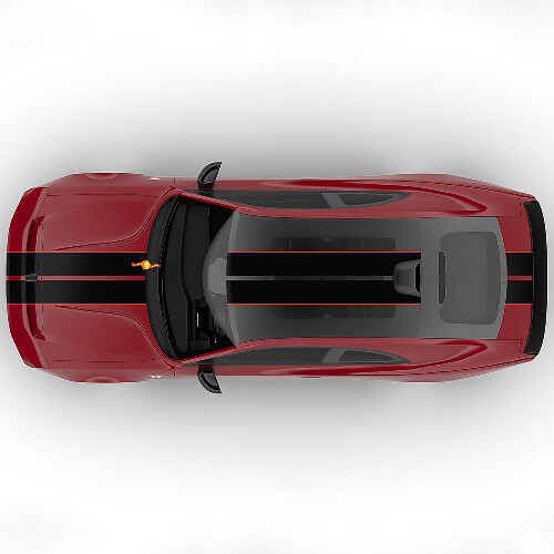 Sixpack Dual Central Stripes Bonnet Rally Offset Vinyl Decal Graphic for Dodge Charger Daytona 1