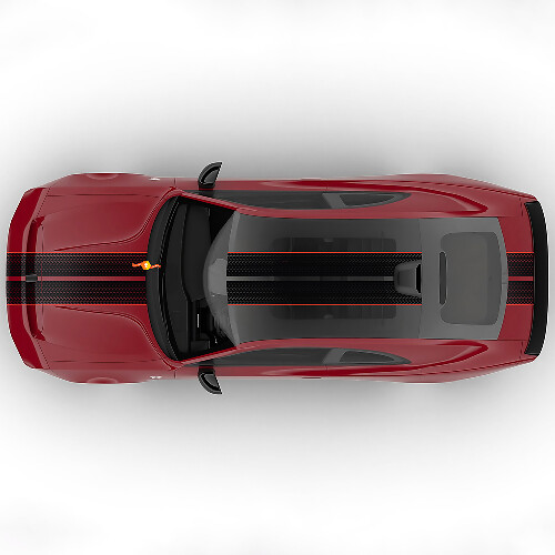 Sixpack Dual Central Stripes Hood Rally Offset Vinyl Decal Graphic 2 for Dodge Charger Daytona 1