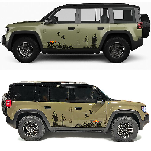 Duck Hunting Forest Side Doors Vinyl Decal for Jeep Recon 1
