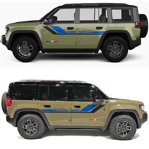 Stripes Racing Side Doors Vinyl Decal for Jeep Recon 1