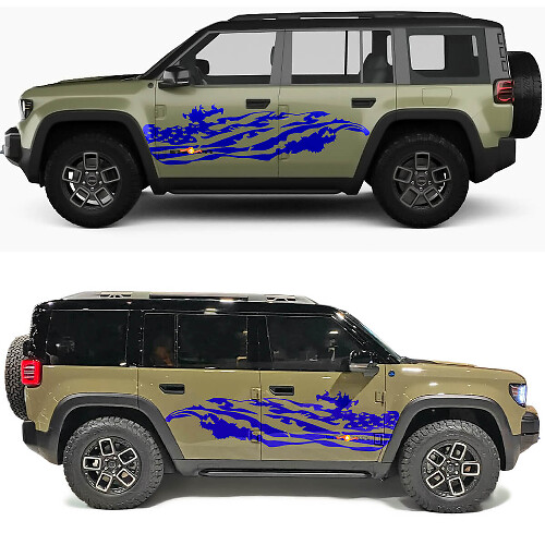Vinyl decal set of 2 distressed US flag side doors for Jeep Recon 1