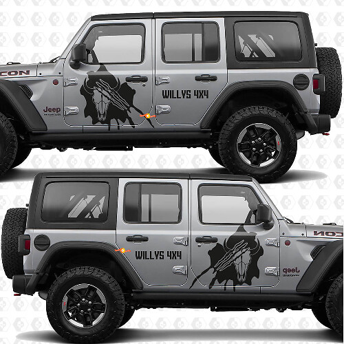 4x4 Claw Marks Skull Side Doors Vinyl decal sticker fit Jeep Wrangler 1