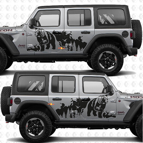 Bear Trees Splash Side Doors Vinyl decal sticker fit Jeep Wrangler 1