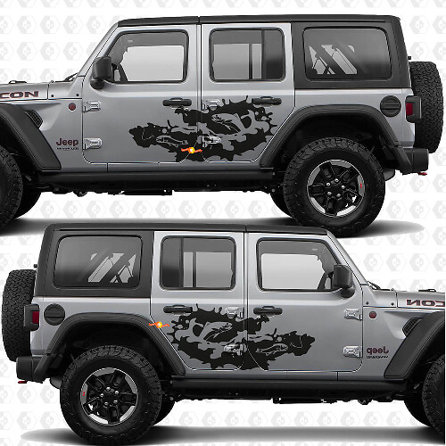 Fishing Rod Trout Water Splash Side Doors Vinyl decal sticker fit Jeep Wrangler 1