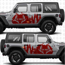 Deer Antlers Forest Line Side Doors Vinyl decal sticker fit Jeep Wrangler 3