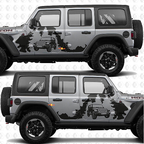 Overland Forest Splash Side Doors Vinyl decal sticker fit Jeep Wrangler 1