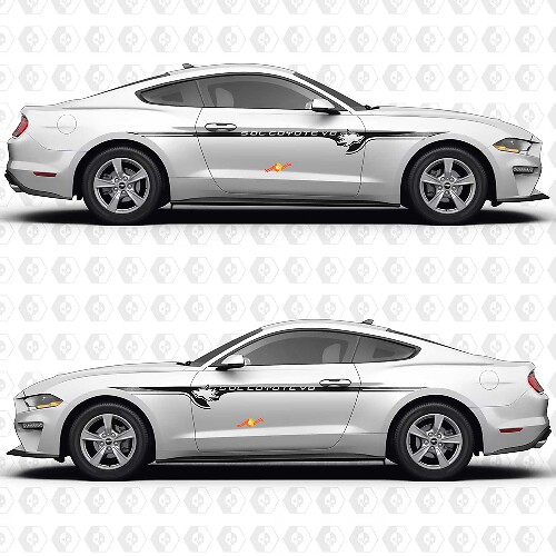 S550 5.0L Coyote V8 Minimal Accent Side Doors Vinyl Decals Stickers for Ford Mustang 1