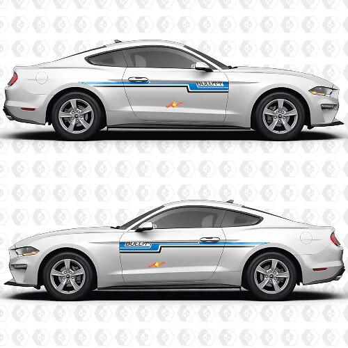 S550 Bullitt Dual Parallel Stripes Side Doors Vinyl Decals Stickers for Ford Mustang