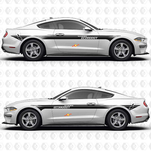 S550 EcoBoost Premium Dual Parallel Stripes Side Doors Vinyl Decals Stickers for Ford Mustang