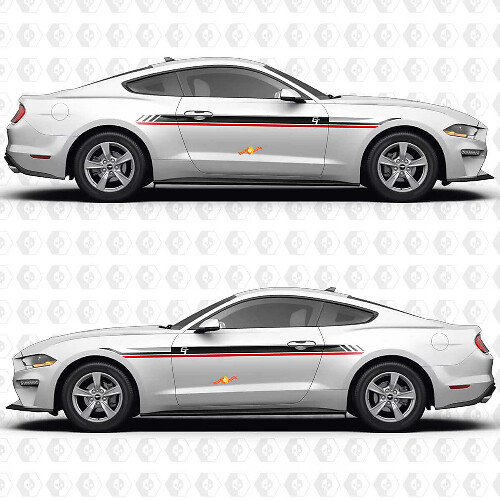S550 GT Dual Parallel Stripes Side Doors Vinyl Decals Stickers for Ford Mustang