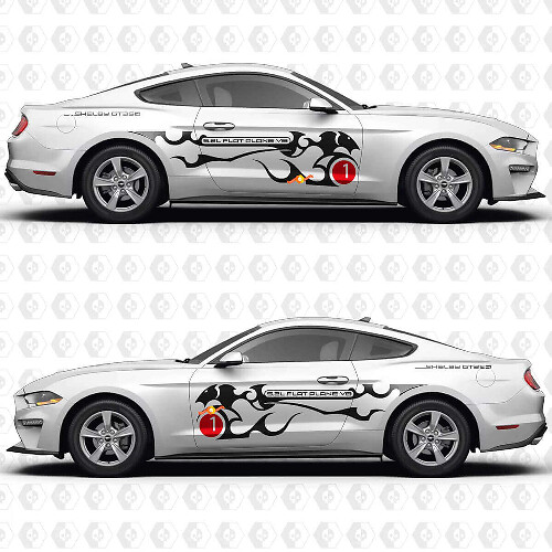 5.2L V8 Race Number Panel Style Side Doors Vinyl Decals Stickers for Ford Mustang 1