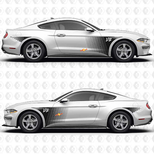 S550 Speed Line Pattern V6 Side Doors Vinyl Decals Stickers for Ford Mustang