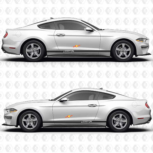 Minimal Accent Stripe Roush Side Door Rocker Panel Vinyl Decals Stickers for Ford Mustang 1