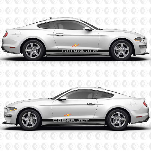 Negative Space Stripe Cobra Jet Side Door Rocker Panel Vinyl Decals Stickers for Ford Mustang 1