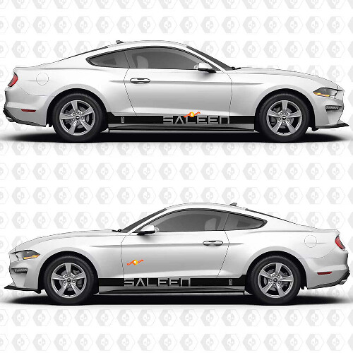 Negative Space Stripe Saleen Side Door Rocker Panel Vinyl Decals Stickers for Ford Mustang