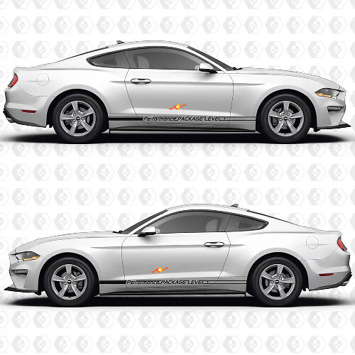 Thin Lines Performance Package Level Side Door Rocker Panel Vinyl Decals Stickers for Ford Mustang 1