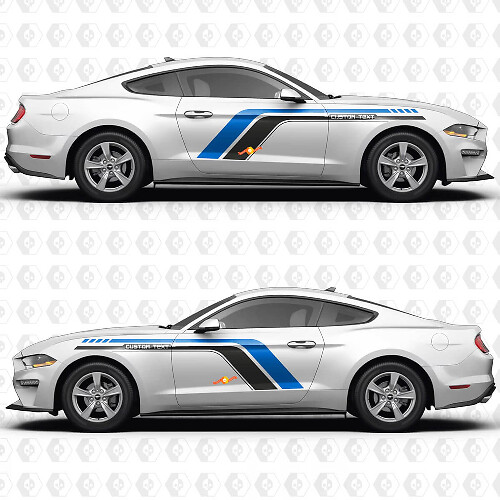 Vintage Racing Blocks Custom Text Side Door Vinyl Decals Stickers for Ford Mustang