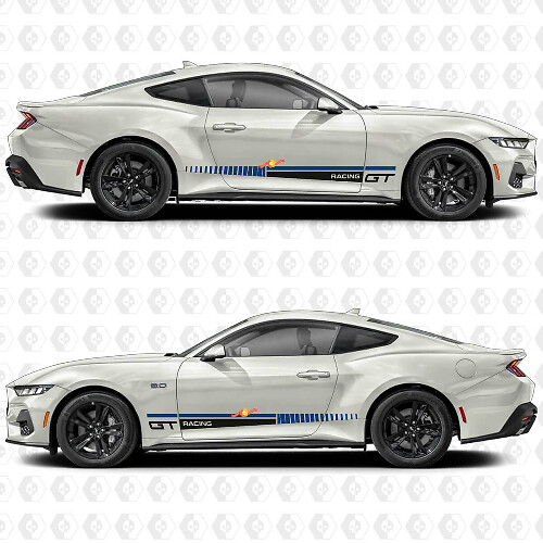 GT Racing Look Stripe Side Door Vinyl Decals Stickers for Ford Mustang 1