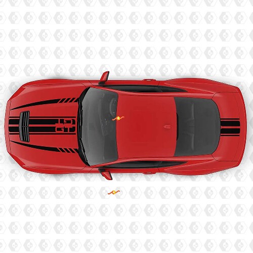 GT Symmetric Muscle Stripes Bonnet Boot Vinyl Decals Stickers for Ford Mustang 1