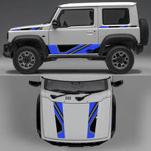  Rhino Edition Abstract Lines Graphic Side Doors and Bonnet Vinyl Decals for Suzuki Jimny 2