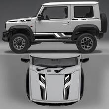Rhino Edition Abstract Lines Graphic Side Doors and Bonnet Vinyl Decals 2 for Suzuki Jimny 3
