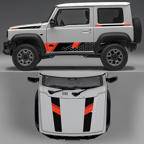Rhino Edition Honeycombs Abstract Lines Graphic Side Doors and Bonnet Vinyl Decals 2 for Suzuki Jimny 1