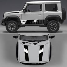 Rhino Edition Honeycombs Abstract Lines Graphic Side Doors and Bonnet Vinyl Decals 2 for Suzuki Jimny 3