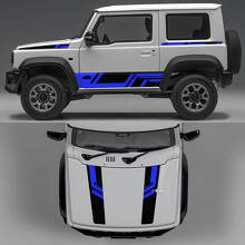 Rhino Edition Abstract Lines Graphic Side Doors and Bonnet Vinyl Decals 4 for Suzuki Jimny 2