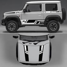 Rhino Edition Abstract Lines Graphic Side Doors and Bonnet Vinyl Decals 4 for Suzuki Jimny 3