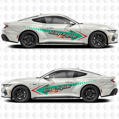 Street Fighter Look Side Door Vinyl Decals Stickers for Ford Mustang 1