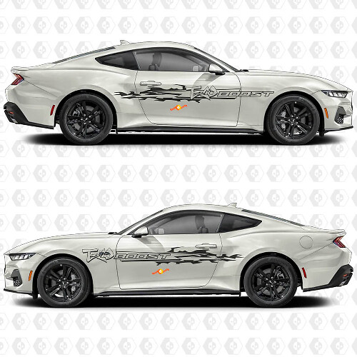 Eco Boost Urban Street Style Stripe Side Door Vinyl Decals Stickers for Ford Mustang