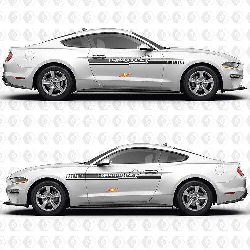 5.0 V8 Coyote TwoTone Stripe Side Door Vinyl Decal Sticker Graphics for Ford Mustang 1