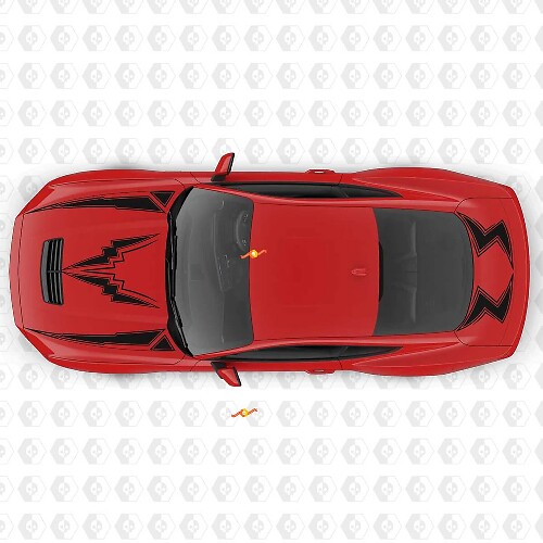 Lightning Bolt Stripe Bonnet and Boot Vinyl Decal Sticker Graphics for Ford Mustang