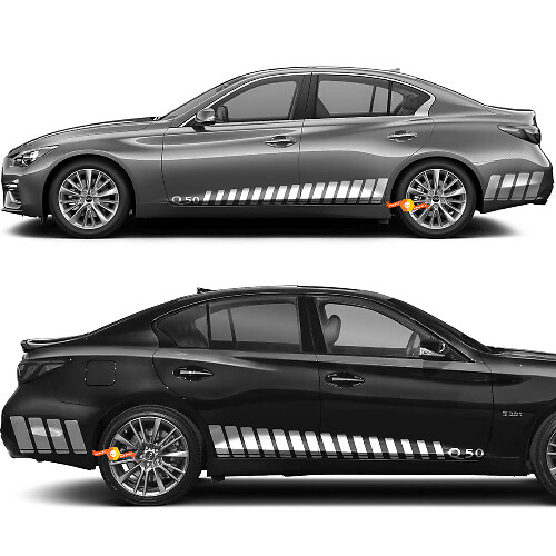 Strobe Racing Stripes Rocker Panel Vinyl Decal Kit for Infiniti Q50 Q60