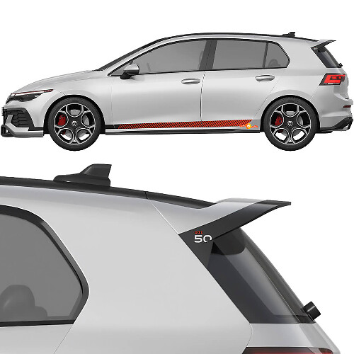 Racing Side Stripes & GTI 50 Spoiler Vinyl Decal Kit for Volkswagen Golf GTI Edition 50