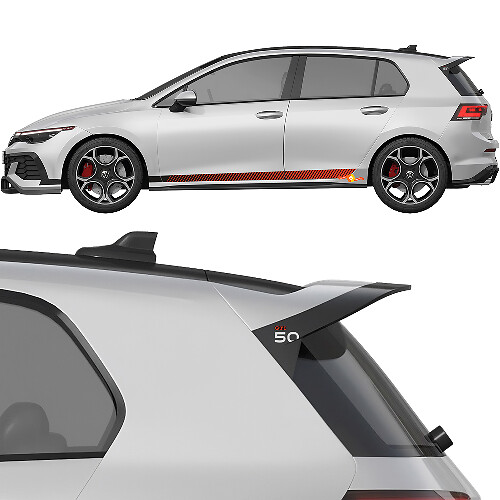 Side and spoiler Racing stripes Vinyl Decals Stickers for Volkswagen Golf GTI Edition 50