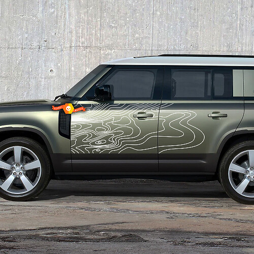 Side Door Topographic Map Decal for Land Rover Defender 110