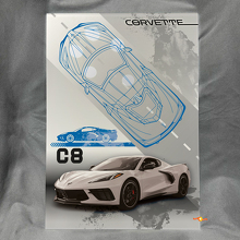 Custom C8 Glossy Acrylic Garage Wall Art Panel for Chevy Corvette fans 3