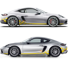Rocker Panel Checked Flag Side Stripes Graphics Decal For Porsche 718 Cayman 3