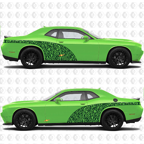 Graffiti Style Arc Side Doors Rear Fenders Vinyl Decals Stickers for Dodge Challenger