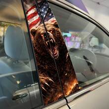 Bear Rage American Flag Pillar Doors Vinyl Decal Sticker 2