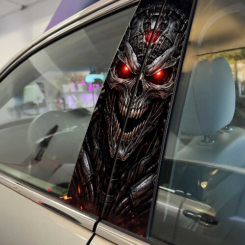 Bio-Mechanical Face Pillar Doors Vinyl Decal Sticker
