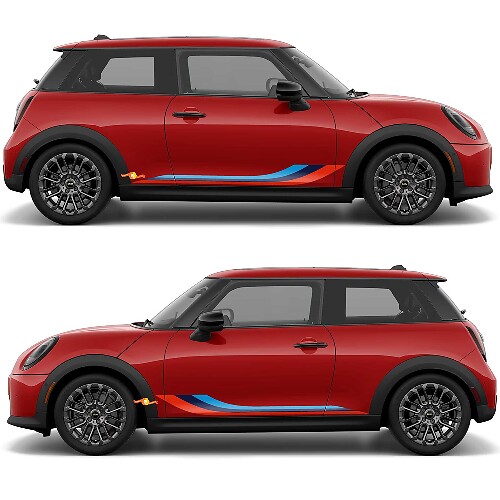 M colours Side Doors Bonnet and Bumper Stripes Graphics Decal Sticker for Mini Cooper 1