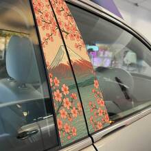 Mountain Fuji Cherry Blossoms Japanese Landscape Pillar Doors Vinyl Decal Sticker 2