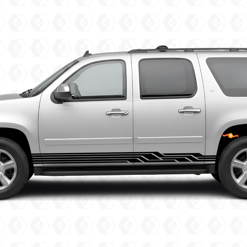 Angular Lightning Door & Rocker Panel Vinyl Stripes for Chevrolet Suburban GMT900 2007-2014