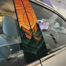 Vinyl Sticker Decal for Retro Mountains Sunset Pillar Doors 2