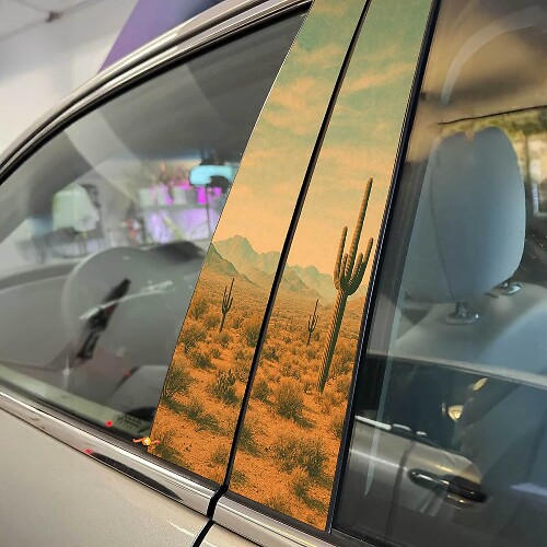 Vintage Desert Landscape Pillar Doors Vinyl Decal Sticker 1