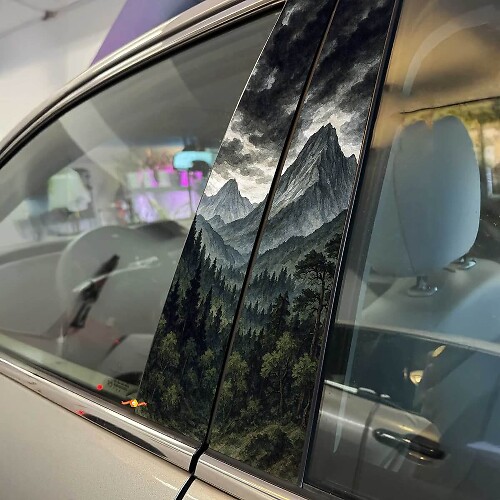Stormy Sky Wild Forest Mountains Pillar Doors Vinyl Decal Sticker 1