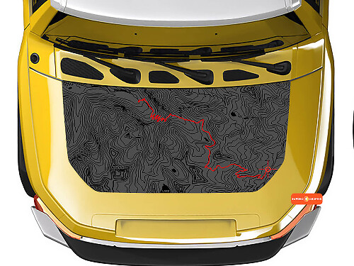Off Road Topographic Map Bonnet Vinyl Decal Sticker for Toyota FJ Cruiser 1