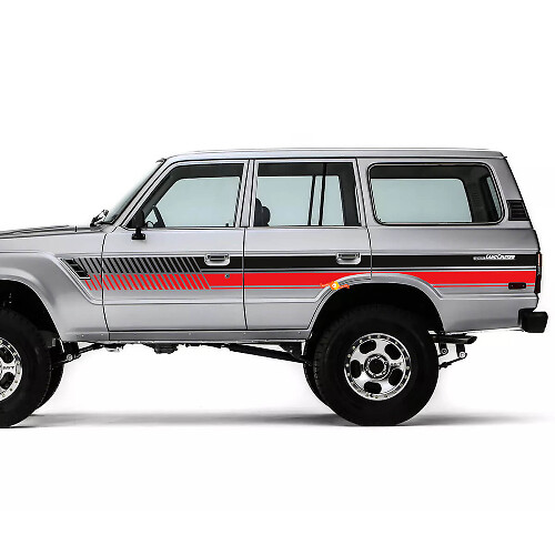 Retro Stripes Graphics Side Door Rear Fender Vinyl Decal Stickers for Toyota Land Cruiser 1984 1